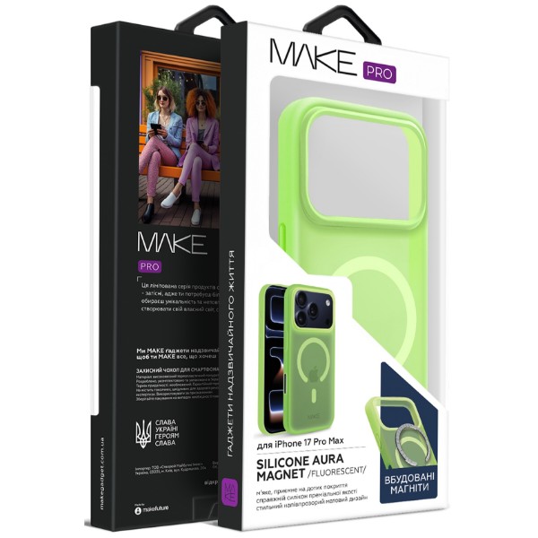 Фото - Чехол для смартфона MAKE for Apple iPhone 17 Pro Max Silicone Aura Magnet Fluorescent (MCLAM-AI17PMFS)